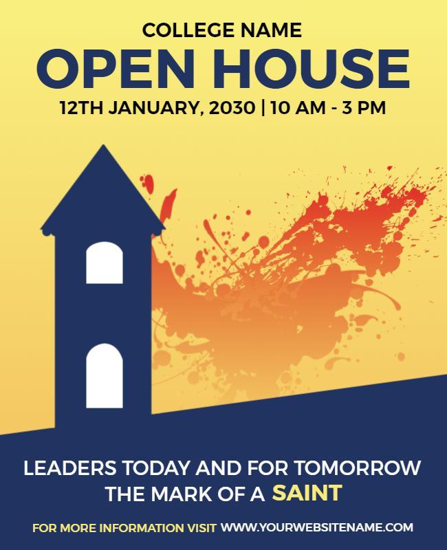 Vibrant Yellow Open House College Event Poster Template