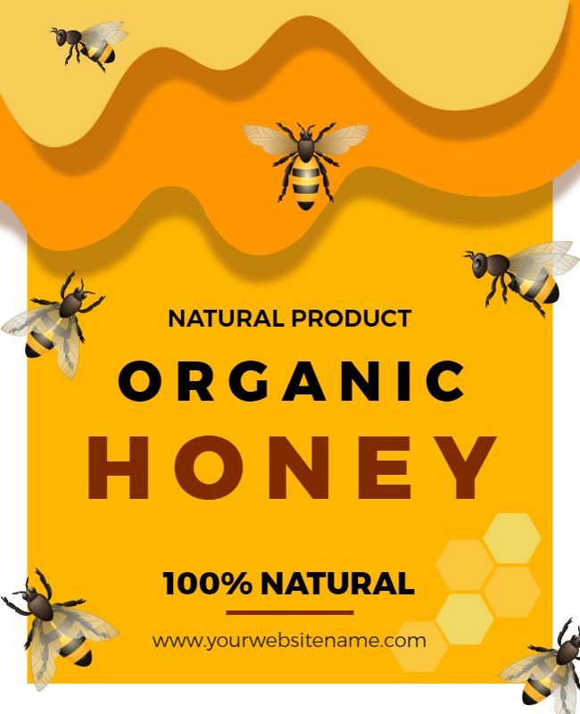 Vibrant Yellow Organic Honey Product Promotion Flyer Template