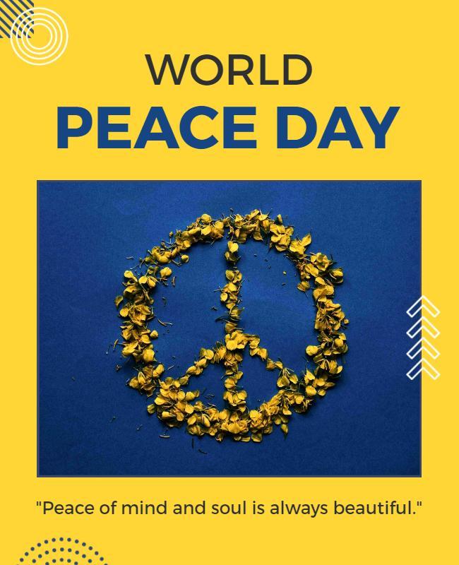 Vibrant Yellow Peace Symbol for World Peace Day Poster Template