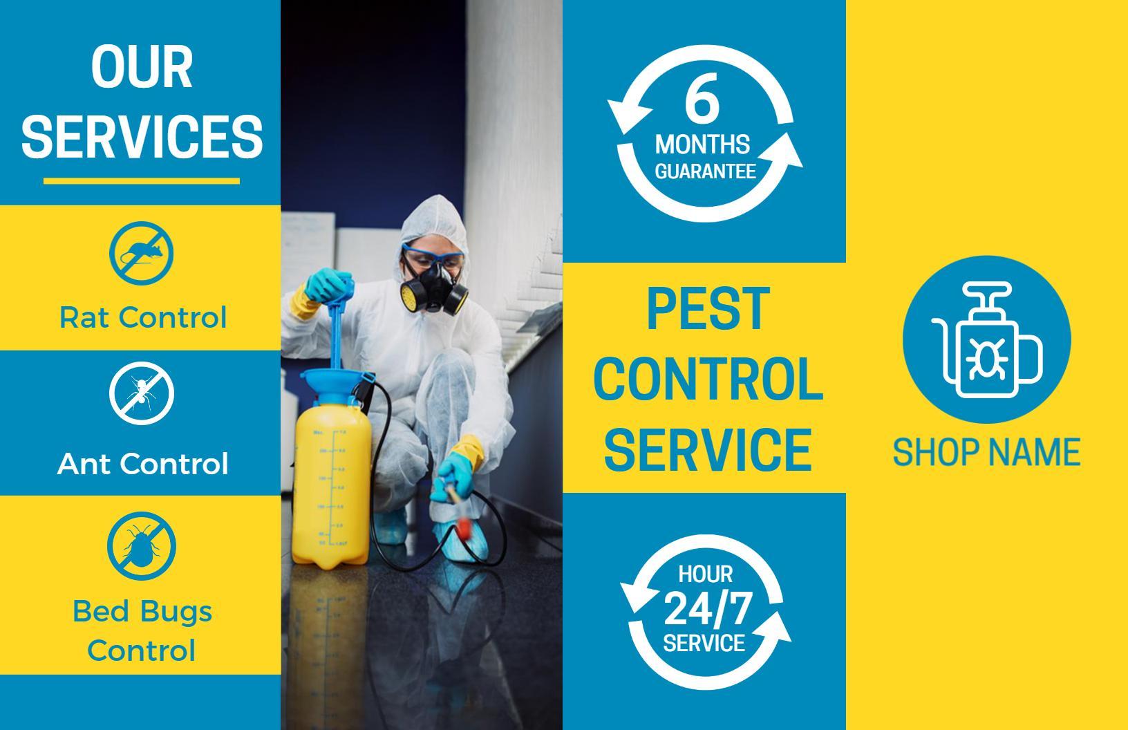 Vibrant Yellow Pest Control Service Solutions Brochure Template