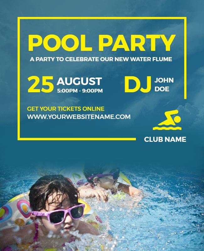 Vibrant Yellow Pool Party Celebration Poster Template