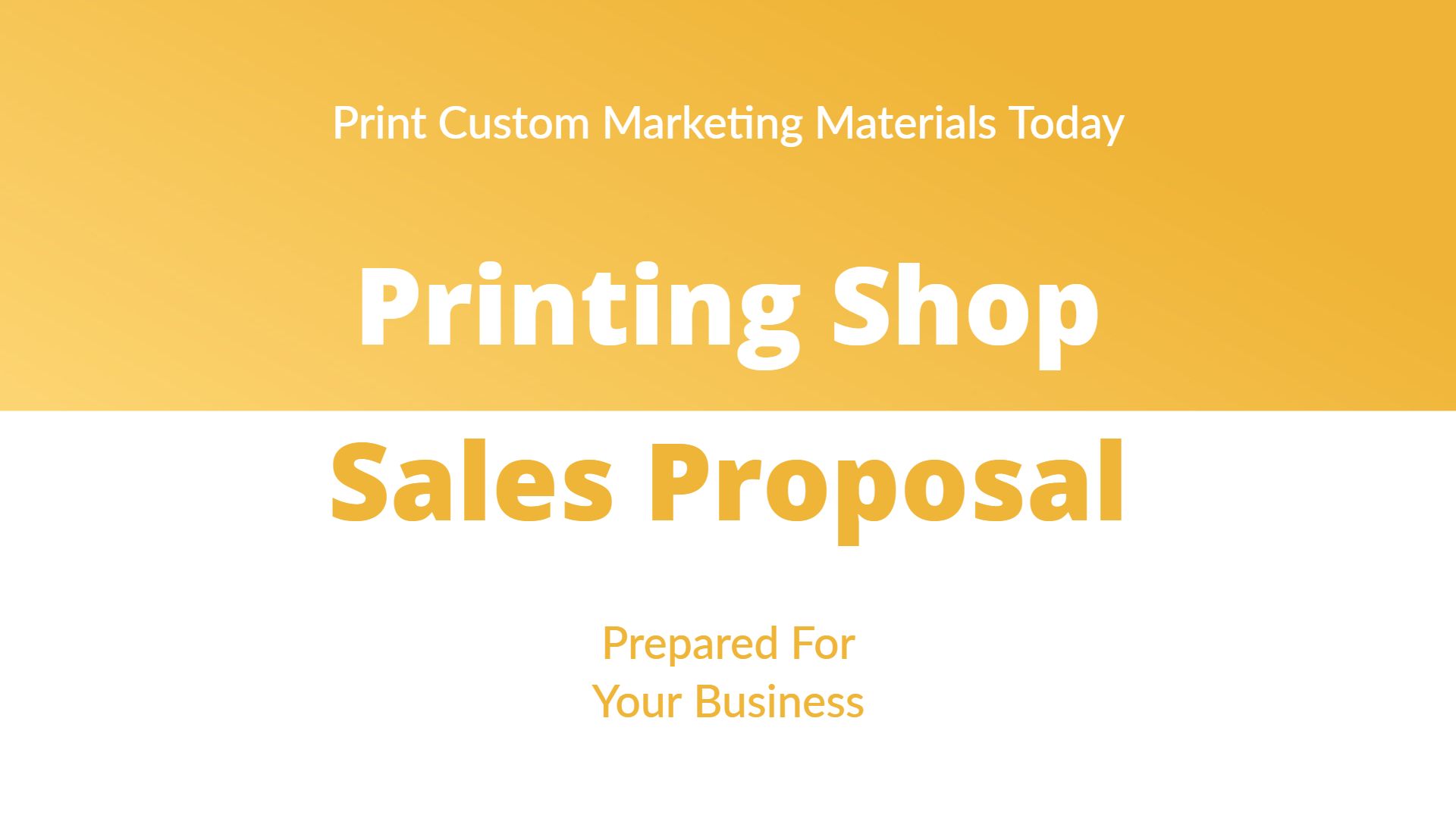 Vibrant Yellow Printing Shop Sales Proposal Presentation Template