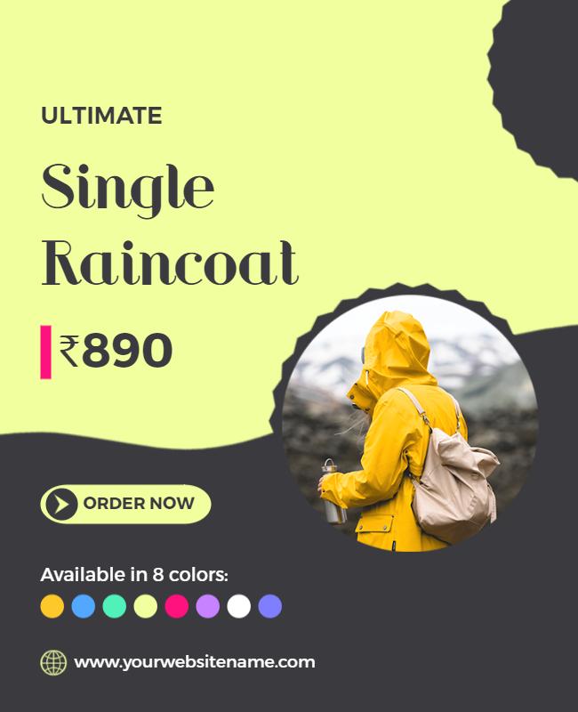 Vibrant Yellow Rainy Day Fashion Raincoat Poster Template
