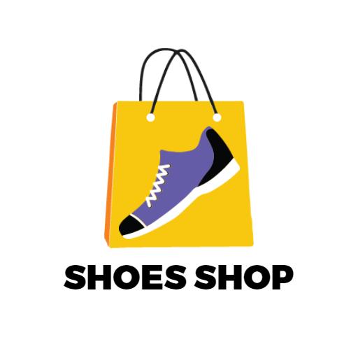 Vibrant Yellow Shopping Bag Featuring Trendy Shoes Logo Template