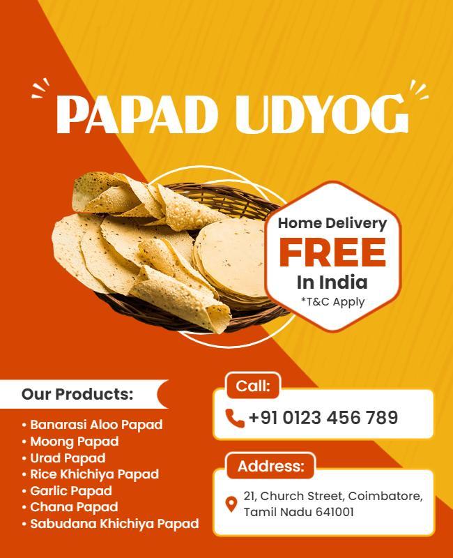 Vibrant Yellow Snack Delivery Service Advertisement Poster Template