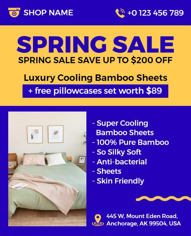 Vibrant Yellow Spring Sale for Luxury Bamboo Sheets Poster Template