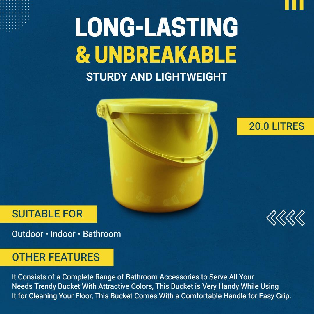 Vibrant Yellow Sturdy Cleaning Bucket for All Needs Ad Template