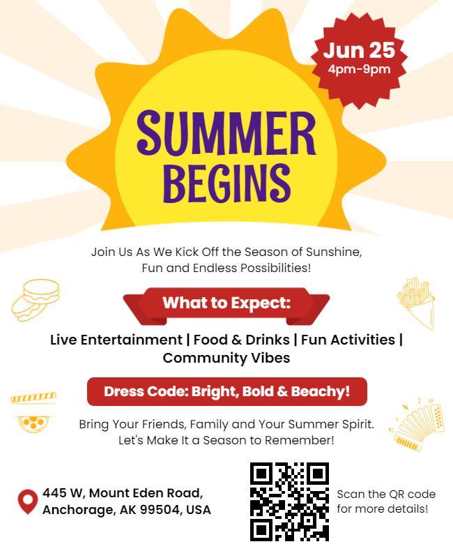 Vibrant Yellow Summer Celebration Kickoff Poster Template