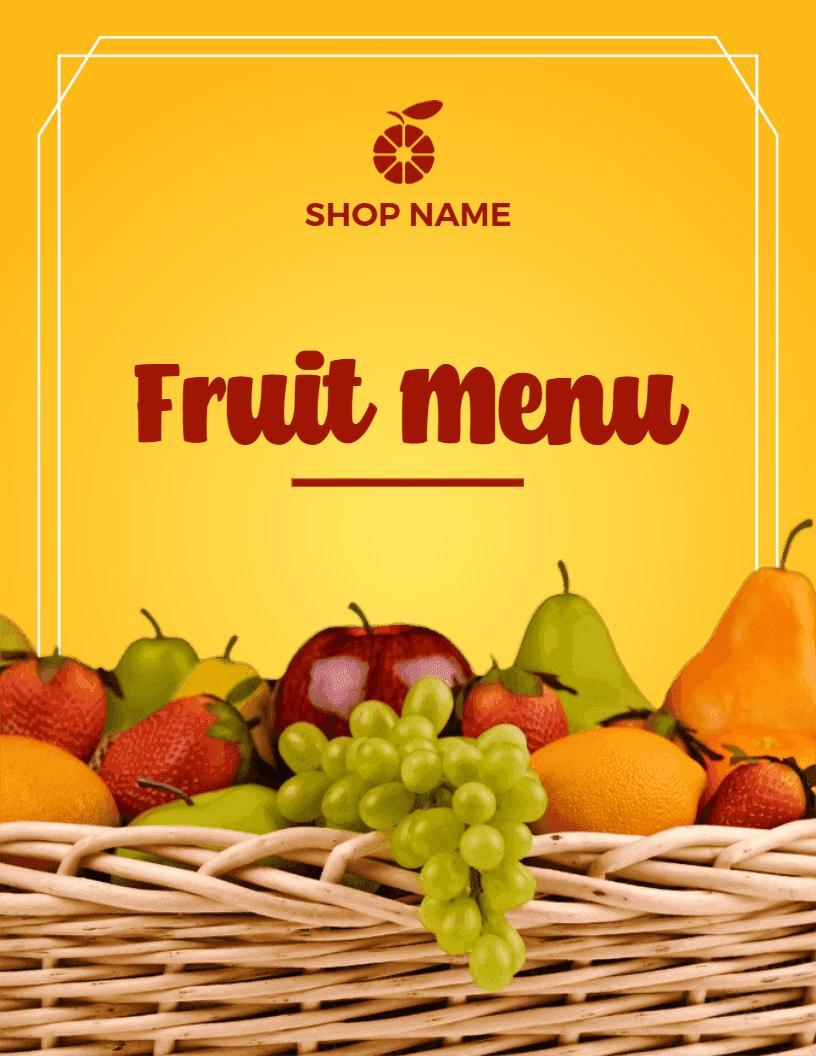 Vibrant Yellow Theme Seasonal Fruit Selection Menu Template