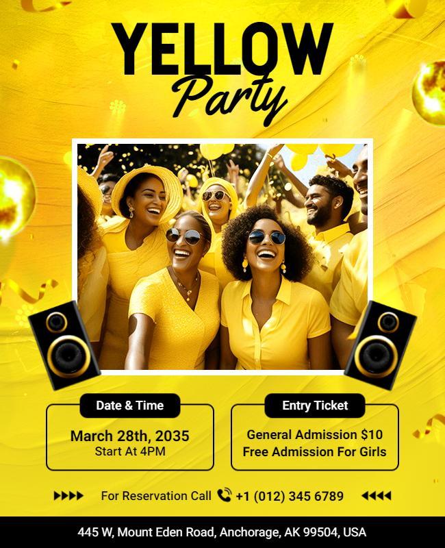 Vibrant Yellow Themed Party Celebration Flyer Template