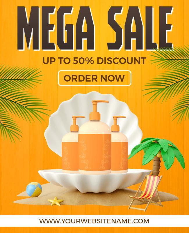 Vibrant Yellow Tropical Mega Sale Discount Flyer Template
