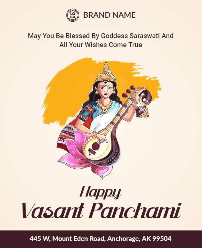 Vibrant Yellow Vasant Panchami Celebration Poster Template