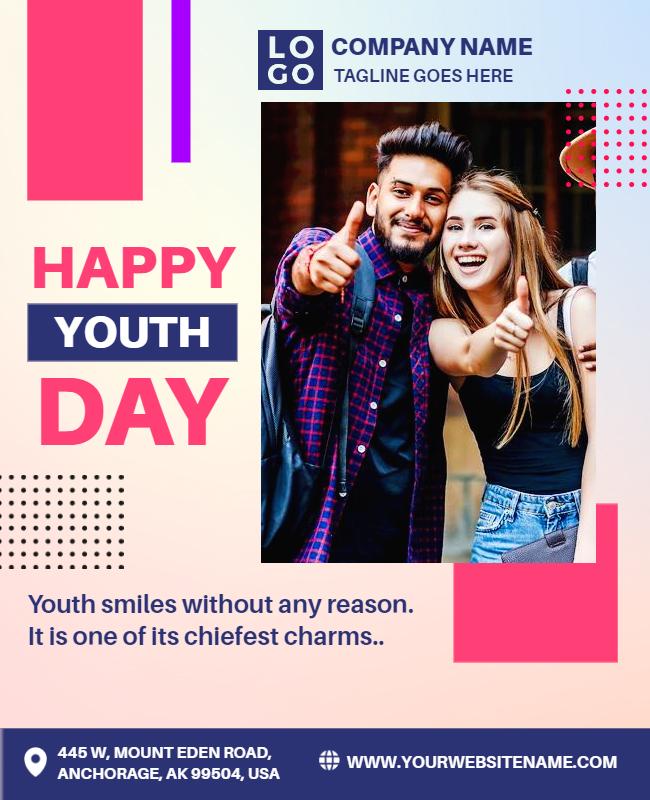 Vibrant Youth Day Celebration with Happy Smiles Poster Template