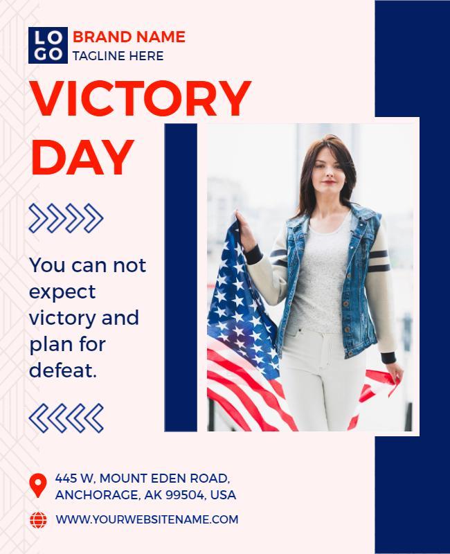 Patriotic Blue Victory Day Celebration Flyer Template