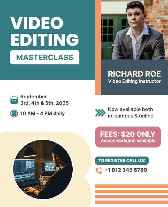 Video Editing Masterclass Promotional Flyer Template