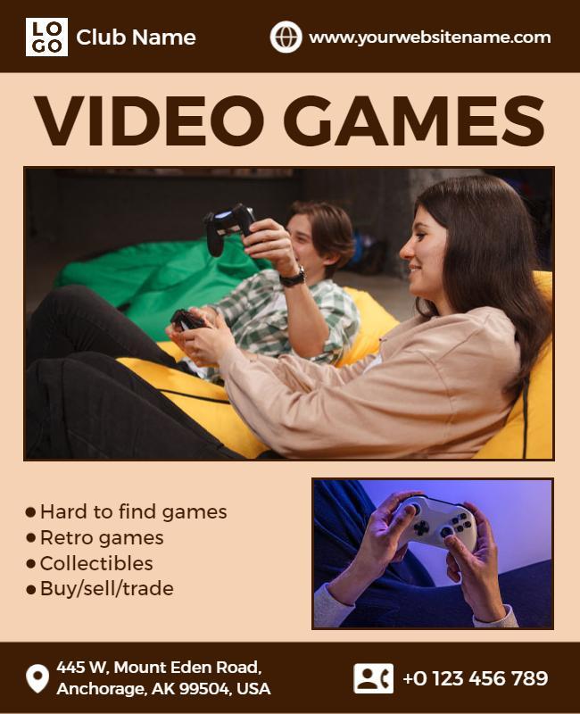 Video Game Club Meetup Flyer Template