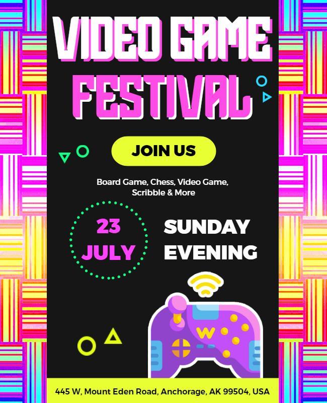 Colorful Retro Video Game Festival Event Flyer Template