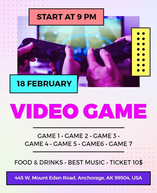 Vibrant Retro Video Game Night Event Flyer Template