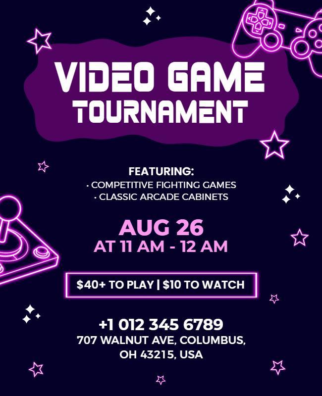Video Game Tournament Event Poster Template
