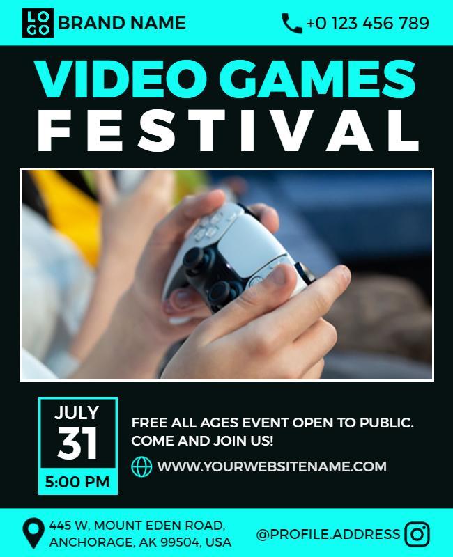 Video Games Festival Event Invitation Flyer Template