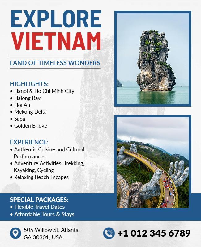 Vietnam Travel Adventure Highlights Flyer Template