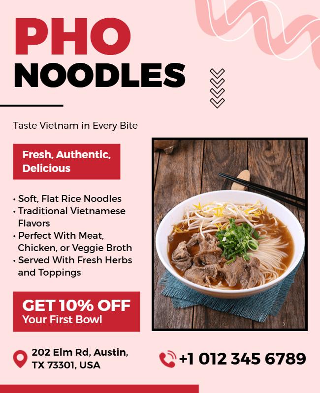 Vietnamese Pho Noodles Promotion Flyer Template