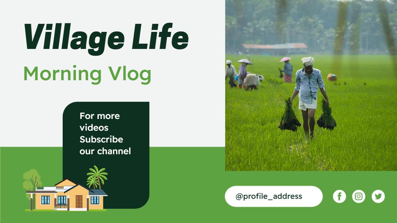 Village Life Morning Vlog Farming Activities YouTube Thumbnail Template