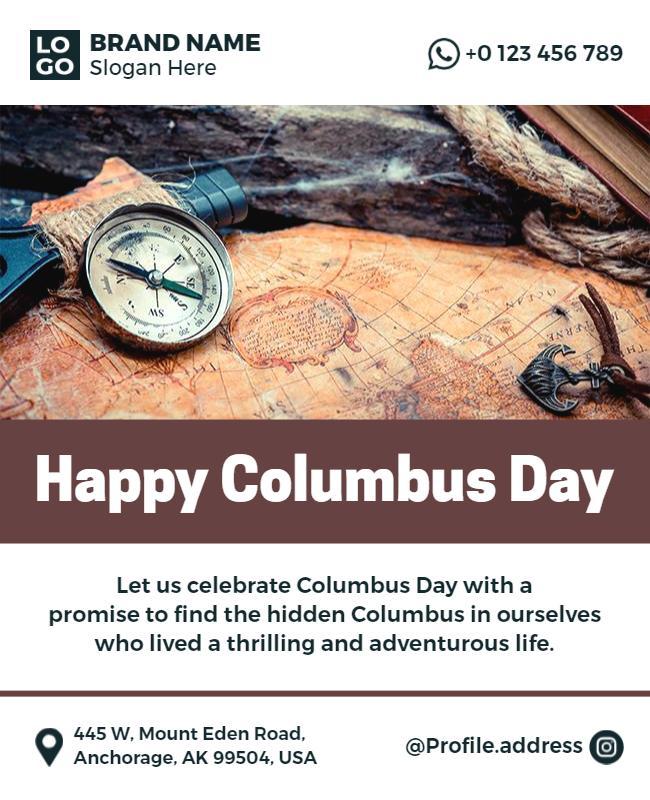 Vintage Adventure Map Theme for Columbus Day Celebration Poster Template