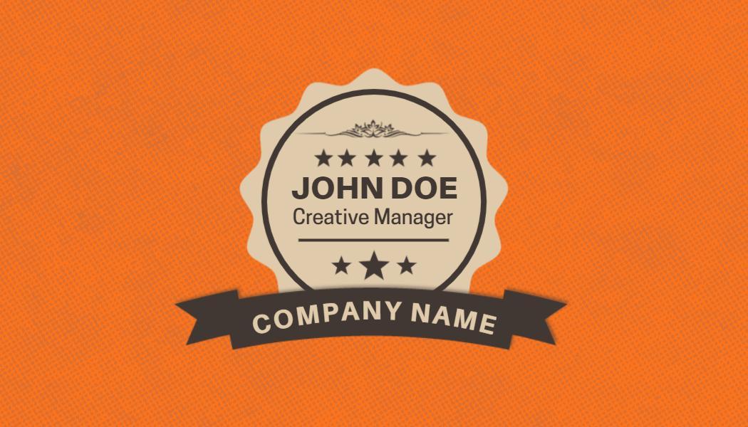 Vintage Badge Design with Orange Background Business Card Template