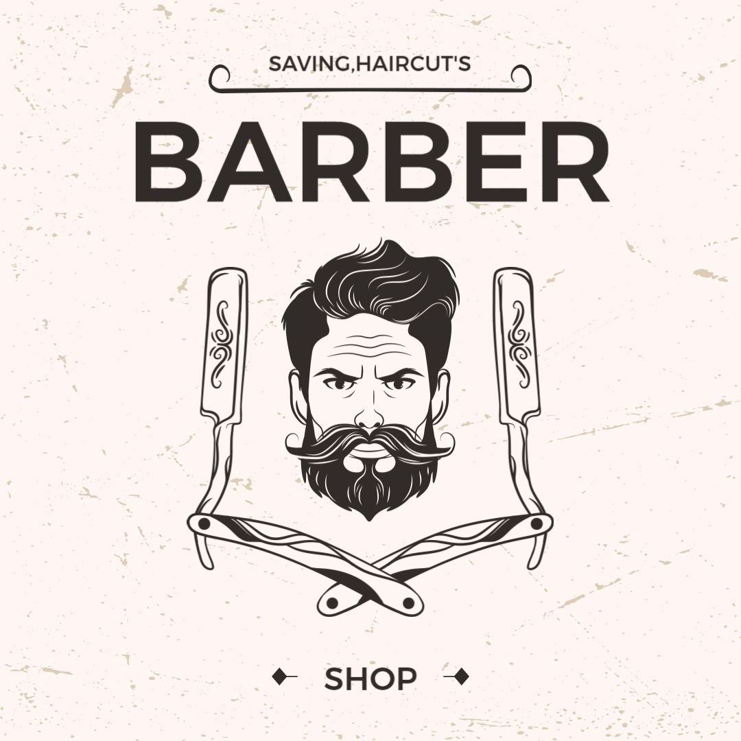 Vintage Barber Shop Illustration with Straight Razors Ad Template