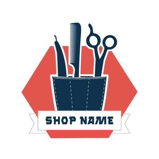 Vintage Barber Shop Tools in Bold Creativity Logo Template