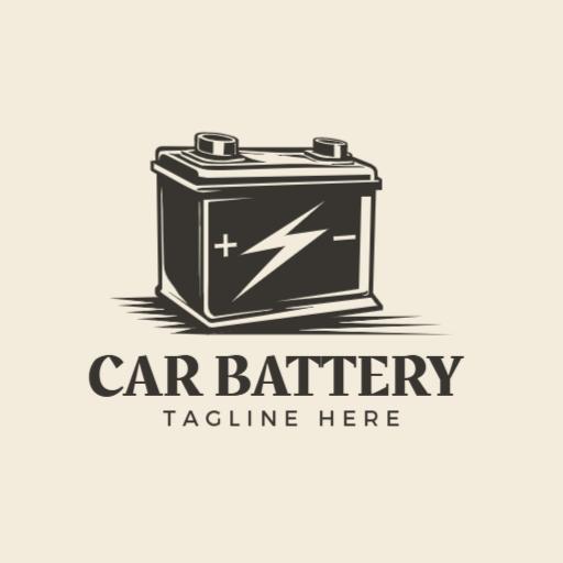 Vintage Black Car Battery Design with Dynamic Elements Logo Template
