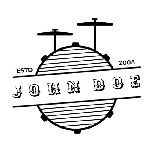 Vintage Black Drum Design Showcasing Drummer Identity Logo Template