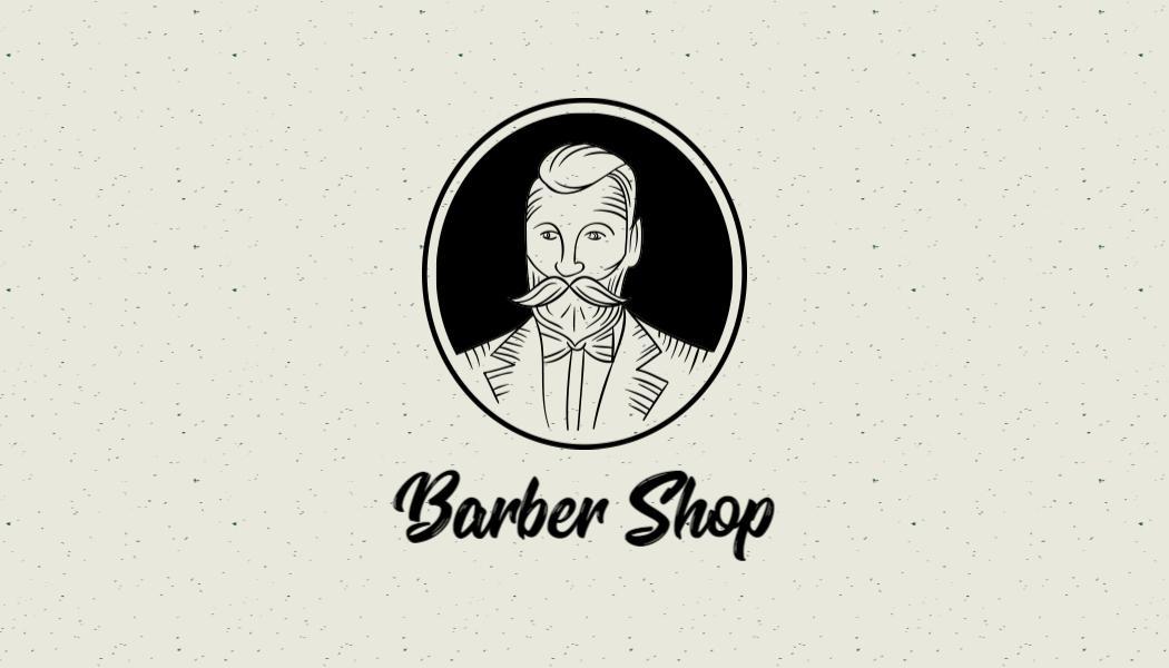Vintage Black Illustrated Barber Shop Business Card Template