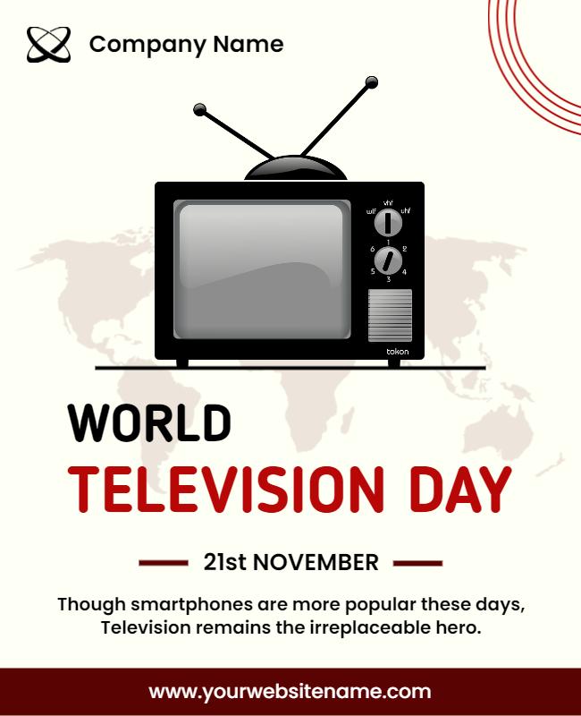 Vintage Black Television Day Celebration Poster Template