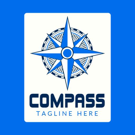Vintage Blue Compass Design for Retro Adventures Logo Template