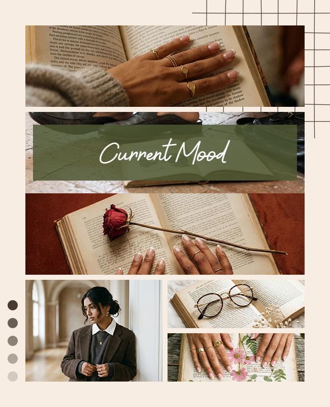 Vintage Book Lover's Aesthetic Photo Collage Poster Template