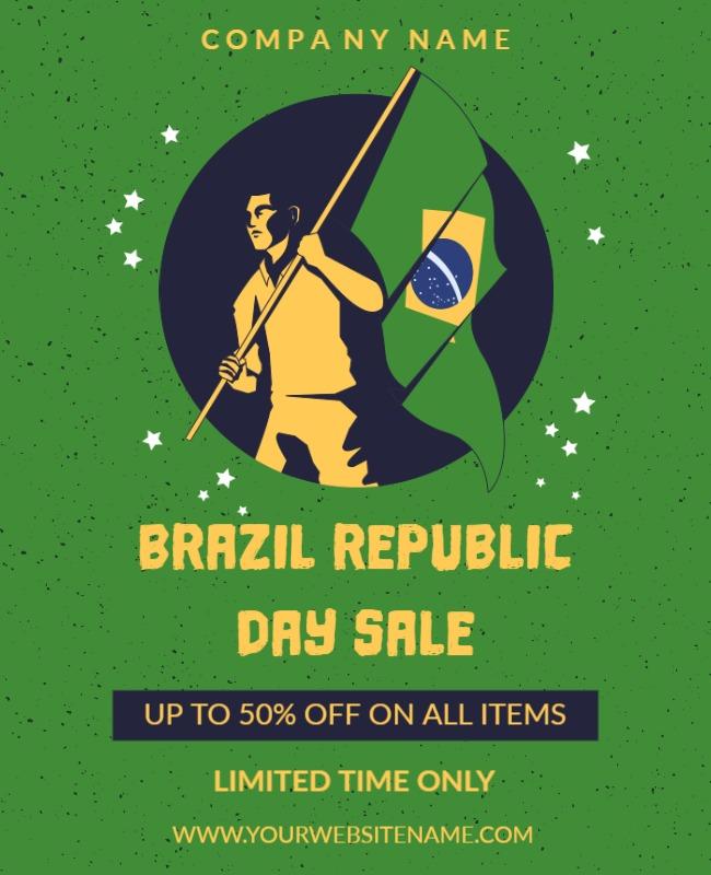 Vintage Brazil Republic Day Sale Promotional Poster Template