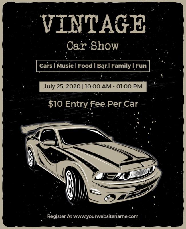 Vintage Car Show Event Announcement Flyer Template