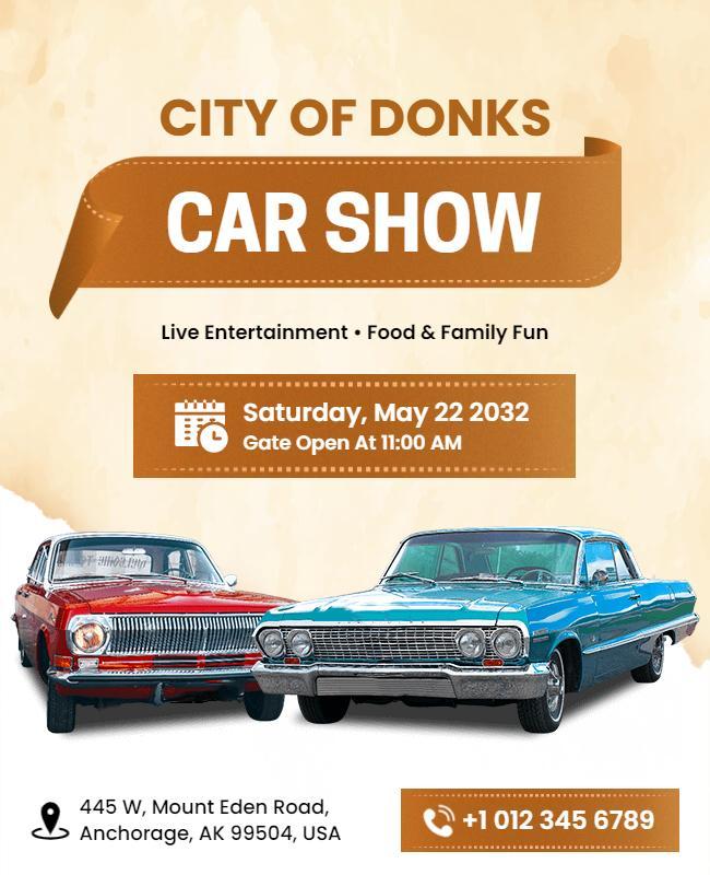 Classic Vintage Car Show with Family Fun Flyer Template