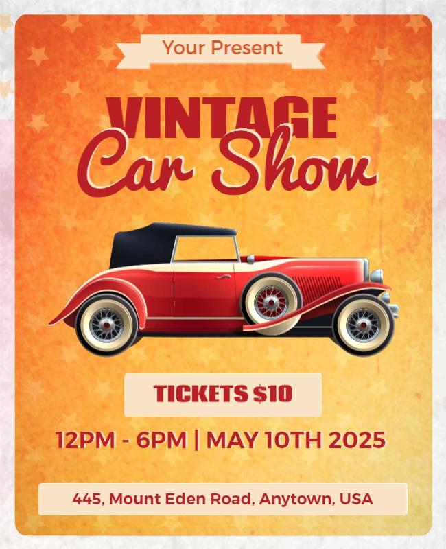 Vintage Car Show Showcase Flyer Template