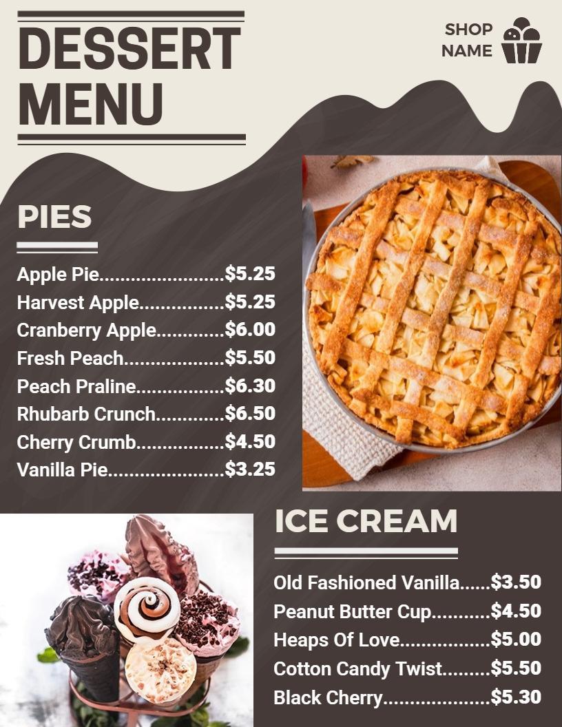 Vintage Chalkboard Aesthetic Dessert Menu Template