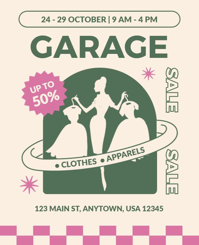 Vintage Chic Garage Sale Clothes and Apparels Poster Template