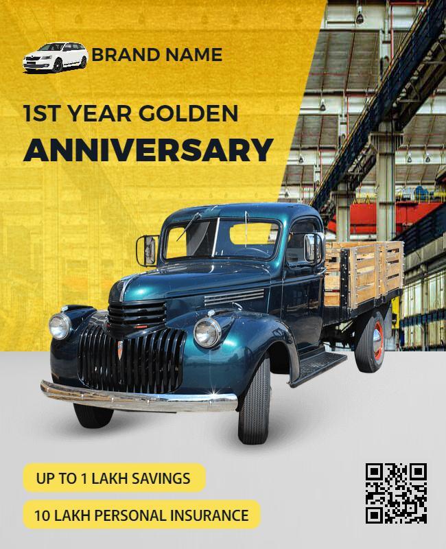 Vintage Classic Truck for 1st Year Anniversary Celebration Poster Template