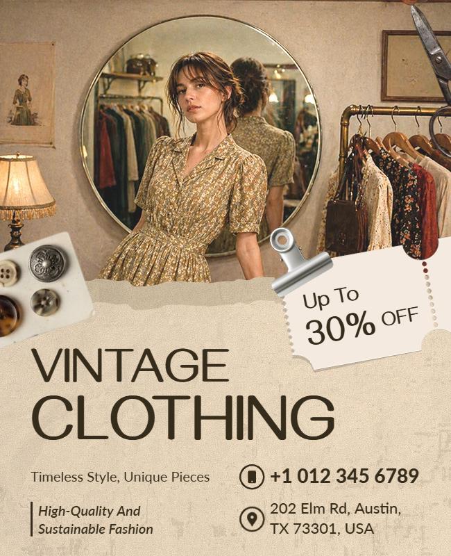 Vintage Clothing Sale Advertisement Poster Template