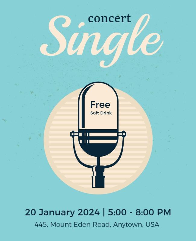 Vintage Concert Theme with Microphone and Soft Drink Poster Template