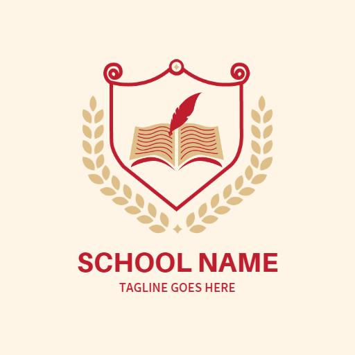 Vintage Crest Design Featuring Open Book for School Logo Template