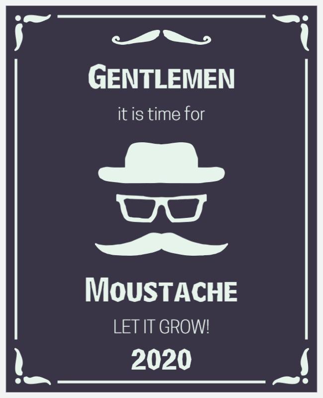 Vintage Dark Moustache Celebration Event Poster Template