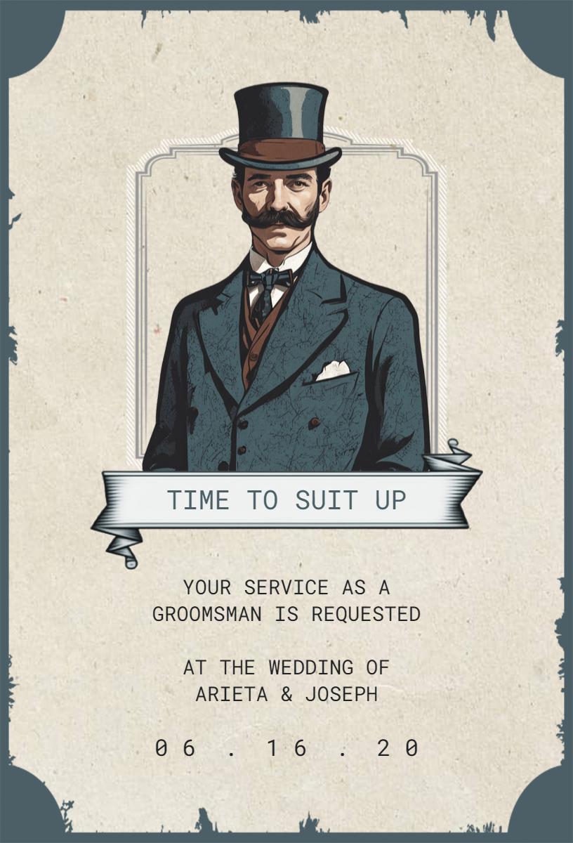 Vintage Elegant Groomsman Service Request Invitation Template