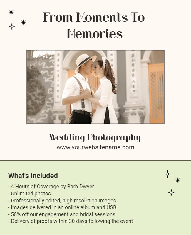 Vintage Elegant Wedding Photography Package Poster Template